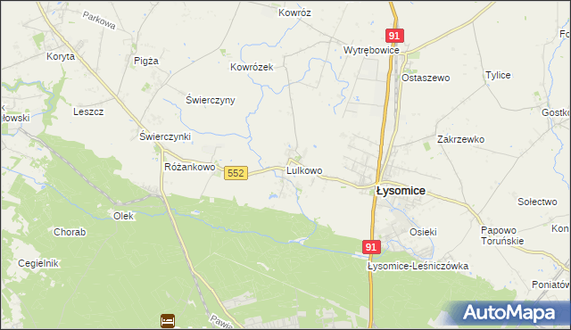 mapa Lulkowo gmina Łysomice, Lulkowo gmina Łysomice na mapie Targeo