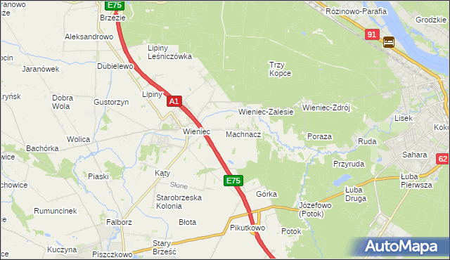 mapa Machnacz gmina Brześć Kujawski, Machnacz gmina Brześć Kujawski na mapie Targeo