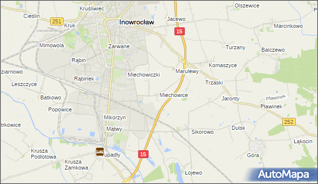 mapa Miechowice gmina Inowrocław, Miechowice gmina Inowrocław na mapie Targeo