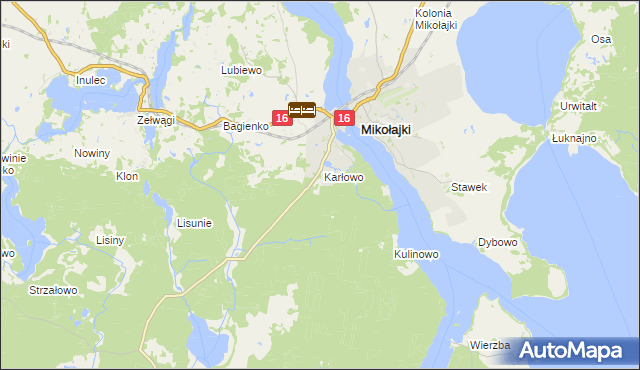 mapa Mikołajki powiat mrągowski, Mikołajki powiat mrągowski na mapie Targeo