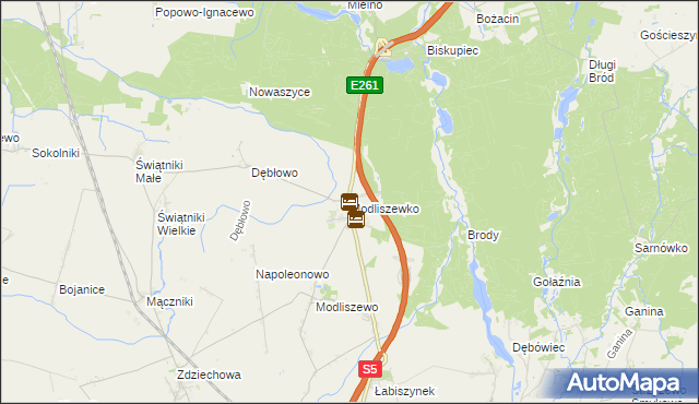 mapa Modliszewko, Modliszewko na mapie Targeo
