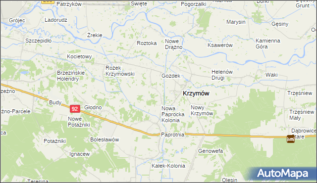 mapa Nowe Paprockie Holendry, Nowe Paprockie Holendry na mapie Targeo