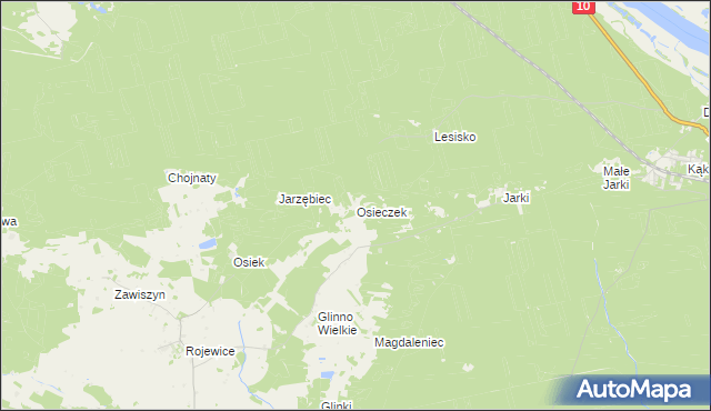 mapa Osieczek gmina Rojewo, Osieczek gmina Rojewo na mapie Targeo