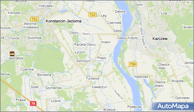 mapa Piaski gmina Konstancin-Jeziorna, Piaski gmina Konstancin-Jeziorna na mapie Targeo