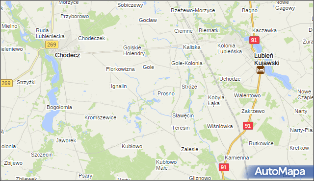 mapa Prosno gmina Chodecz, Prosno gmina Chodecz na mapie Targeo