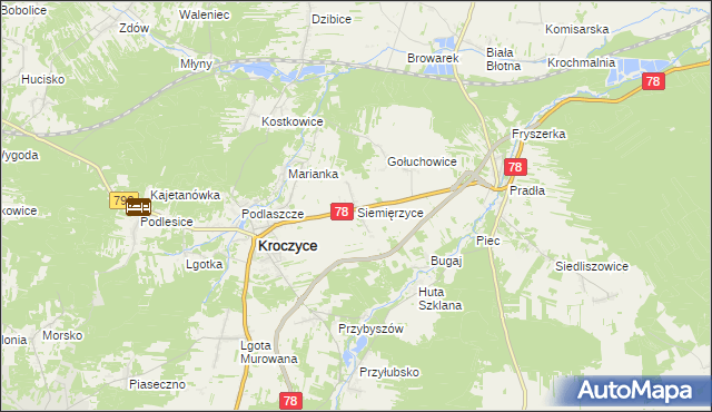 mapa Siemięrzyce, Siemięrzyce na mapie Targeo