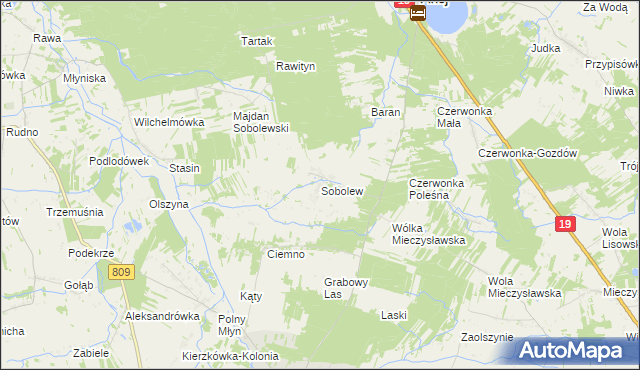 mapa Sobolew gmina Firlej, Sobolew gmina Firlej na mapie Targeo