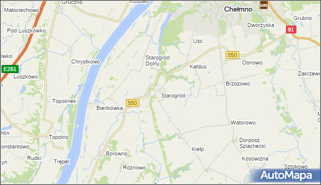 mapa Starogród gmina Chełmno, Starogród gmina Chełmno na mapie Targeo