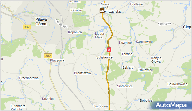 mapa Sulisławice gmina Ząbkowice Śląskie, Sulisławice gmina Ząbkowice Śląskie na mapie Targeo