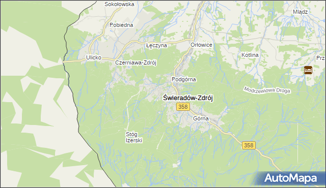 mapa Świeradów-Zdrój, Świeradów-Zdrój na mapie Targeo