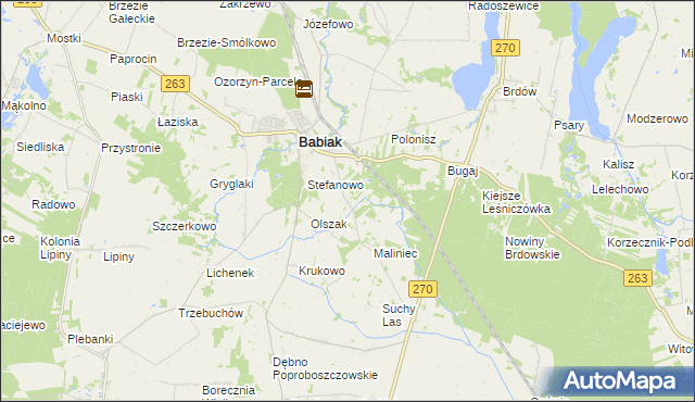 mapa Żurawieniec gmina Babiak, Żurawieniec gmina Babiak na mapie Targeo