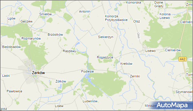 mapa Rogaszyce gmina Żerków, Rogaszyce gmina Żerków na mapie Targeo