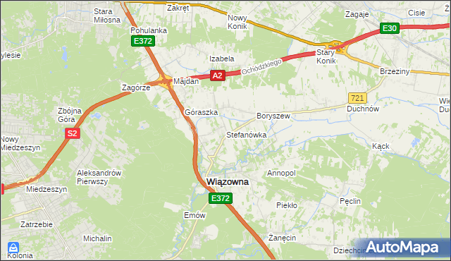 mapa Stefanówka gmina Wiązowna, Stefanówka gmina Wiązowna na mapie Targeo