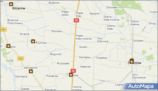 mapa Anielin gmina Żelazków, Anielin gmina Żelazków na mapie Targeo