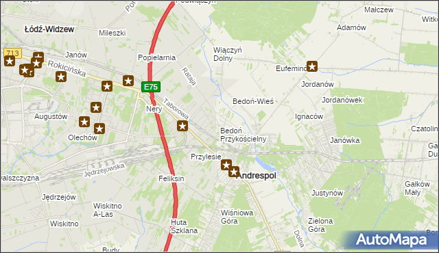 mapa Bedoń Przykościelny, Bedoń Przykościelny na mapie Targeo