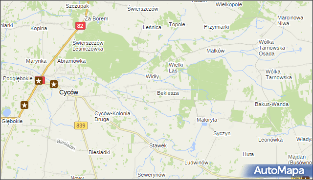 mapa Bekiesza, Bekiesza na mapie Targeo