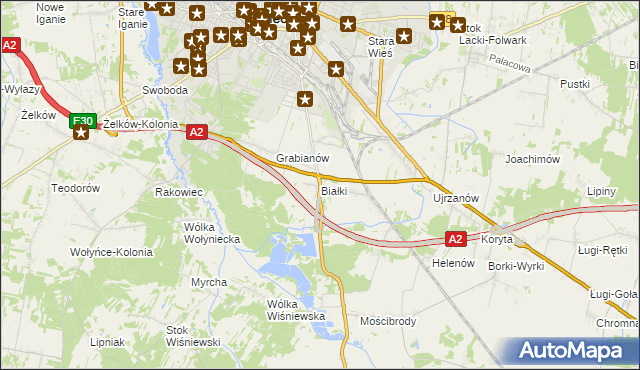 mapa Białki gmina Siedlce, Białki gmina Siedlce na mapie Targeo