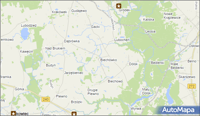 mapa Biechówko gmina Drzycim, Biechówko gmina Drzycim na mapie Targeo