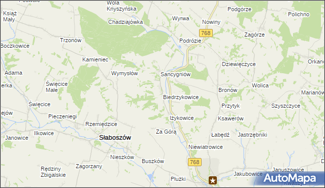 mapa Biedrzykowice, Biedrzykowice na mapie Targeo