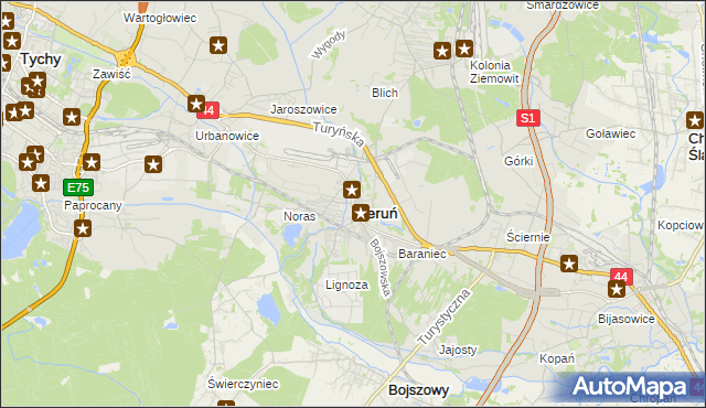 mapa Bieruń, Bieruń na mapie Targeo