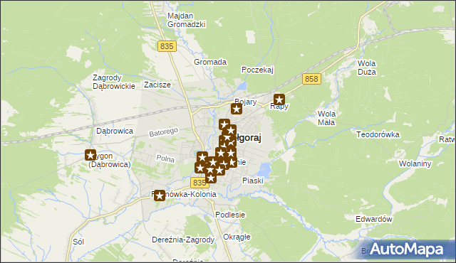 mapa Biłgoraj, Biłgoraj na mapie Targeo