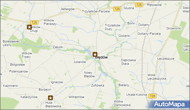 mapa Błędów powiat grójecki, Błędów powiat grójecki na mapie Targeo