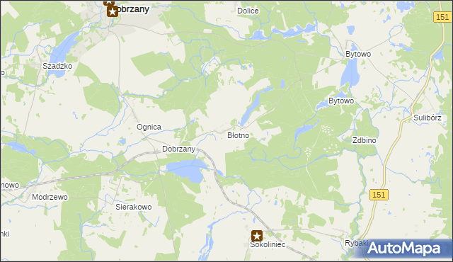 mapa Błotno gmina Dobrzany, Błotno gmina Dobrzany na mapie Targeo