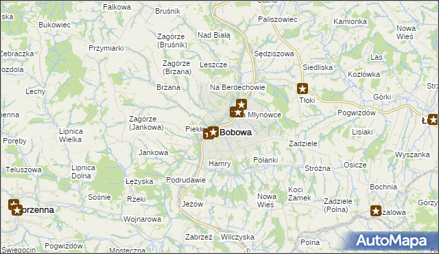 mapa Bobowa powiat gorlicki, Bobowa powiat gorlicki na mapie Targeo