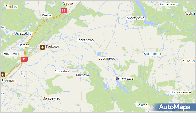 mapa Boguniewo, Boguniewo na mapie Targeo