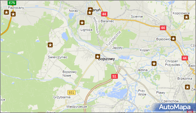 mapa Bojszowy, Bojszowy na mapie Targeo