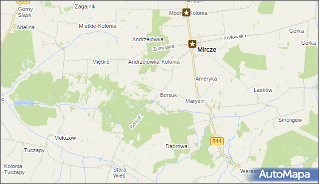 mapa Borsuk gmina Mircze, Borsuk gmina Mircze na mapie Targeo