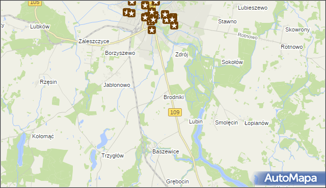 mapa Brodniki gmina Gryfice, Brodniki gmina Gryfice na mapie Targeo