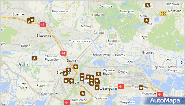 mapa Broszkowice, Broszkowice na mapie Targeo