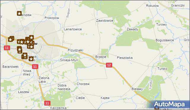 mapa Brzezie gmina Pleszew, Brzezie gmina Pleszew na mapie Targeo