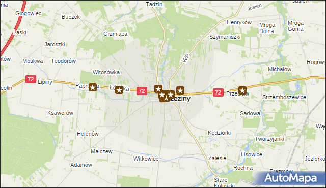 mapa Brzeziny, Brzeziny na mapie Targeo