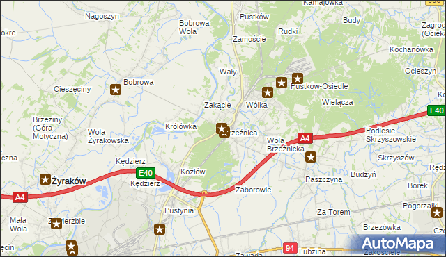 mapa Brzeźnica gmina Dębica, Brzeźnica gmina Dębica na mapie Targeo