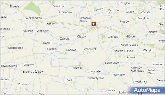 mapa Brzozówek, Brzozówek na mapie Targeo