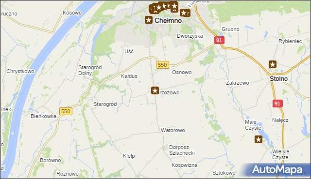 mapa Brzozowo gmina Kijewo Królewskie, Brzozowo gmina Kijewo Królewskie na mapie Targeo