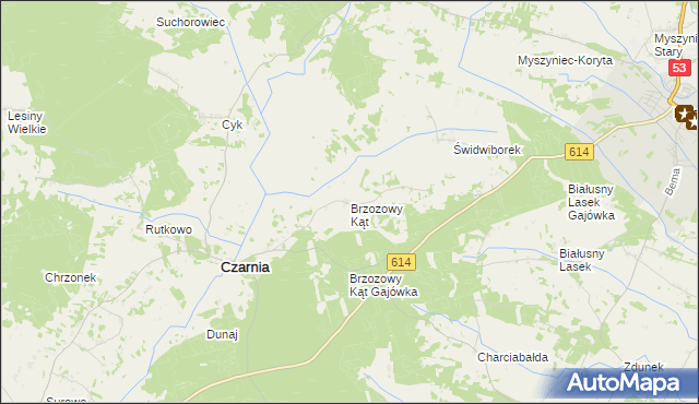 mapa Brzozowy Kąt gmina Czarnia, Brzozowy Kąt gmina Czarnia na mapie Targeo