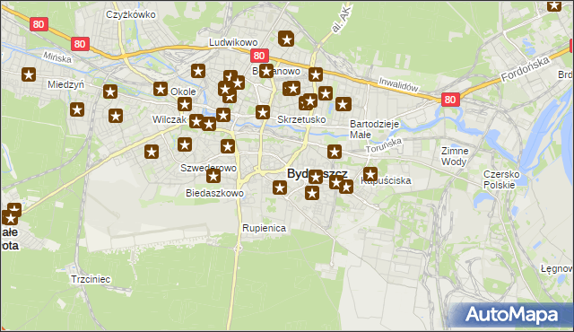 mapa Bydgoszczy, Bydgoszcz na mapie Targeo