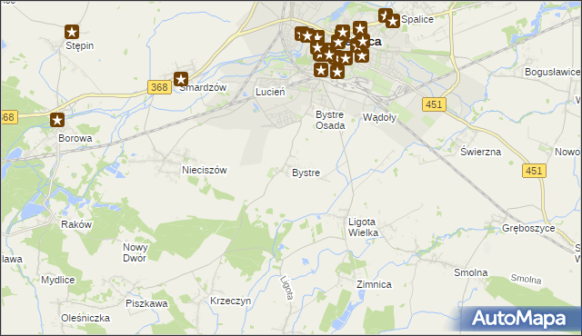 mapa Bystre gmina Oleśnica, Bystre gmina Oleśnica na mapie Targeo