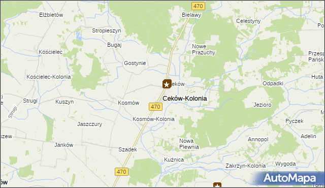 mapa Ceków-Kolonia, Ceków-Kolonia na mapie Targeo