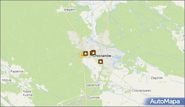 mapa Chocianów, Chocianów na mapie Targeo