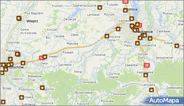 mapa Chocznia, Chocznia na mapie Targeo