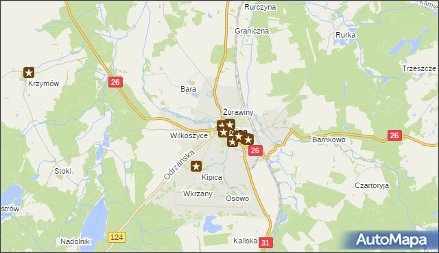 mapa Chojna powiat gryfiński, Chojna powiat gryfiński na mapie Targeo