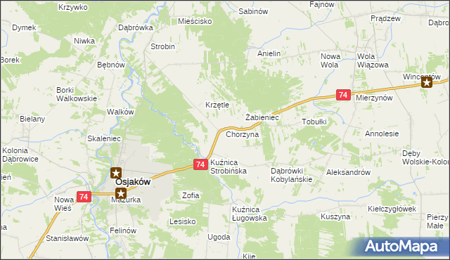 mapa Chorzyna, Chorzyna na mapie Targeo
