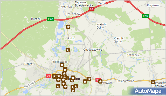 mapa Chościszowice, Chościszowice na mapie Targeo