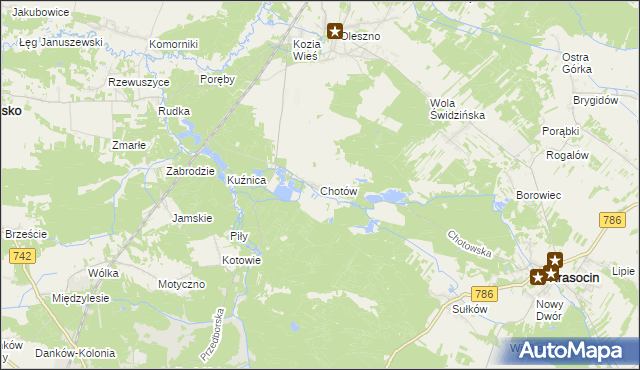 mapa Chotów gmina Krasocin, Chotów gmina Krasocin na mapie Targeo