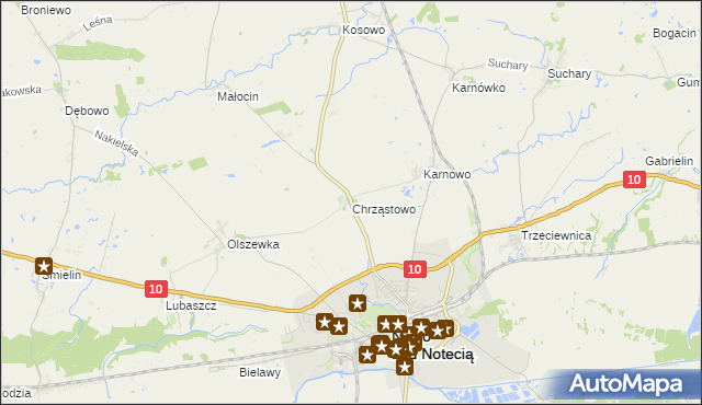 mapa Chrząstowo gmina Nakło nad Notecią, Chrząstowo gmina Nakło nad Notecią na mapie Targeo