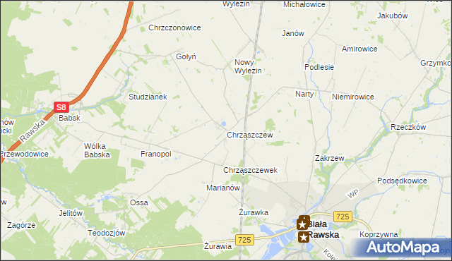 mapa Chrząszczew, Chrząszczew na mapie Targeo